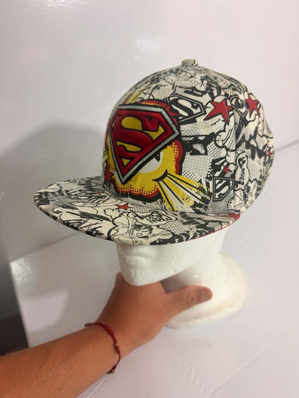 Superman 3D Logo DC Comics Black & White Comic Book Print Snapback